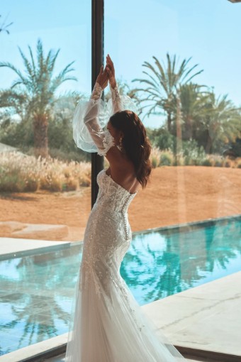 Justin Alexander Adore #Amberly Dress Only - 11315 #2 Ivory/Ivory/Latte thumbnail