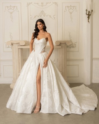 Ivoire by Kitty Chen #Abella Satin - V2609A #0 default Diamond White Satin/Toffee thumbnail