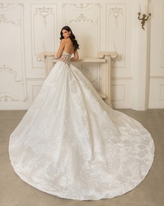 Ivoire by Kitty Chen #Abella Satin - V2609A #1 Diamond White Satin/Toffee thumbnail