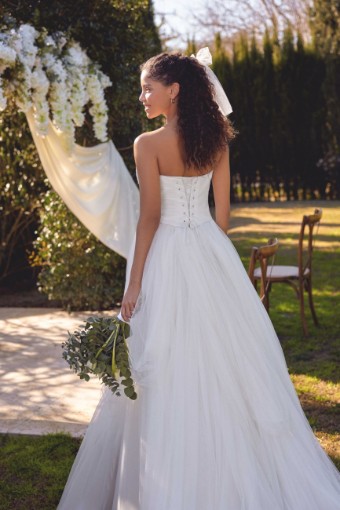 Lillian West #66411 - Lace Up with 3D Floral #1 Ivory Only thumbnail