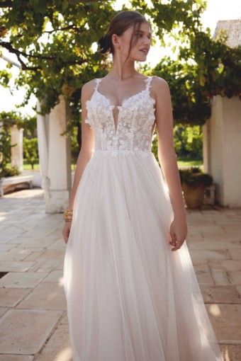 Lillian West #66402 - Unlined with Plunging Neckline #2 Sand/Ivory/Latte thumbnail