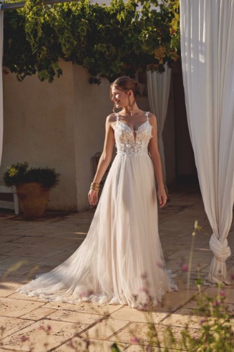 Lillian West #66402 - Unlined with Plunging Neckline #5 Sand/Ivory/Latte thumbnail