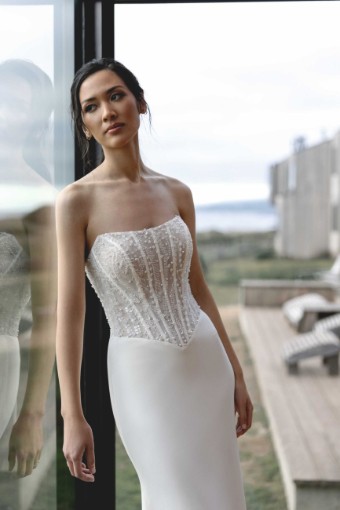 Justin Alexander Adore #Esmarie Unlined & Zip Up - 11411Z #1 Ivory/Ivory/Latte thumbnail