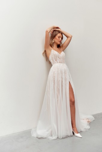Justin Alexander Adore #11307 w/ Slit - Angelina #0 default Vintage Rose/Ivory/Latte thumbnail